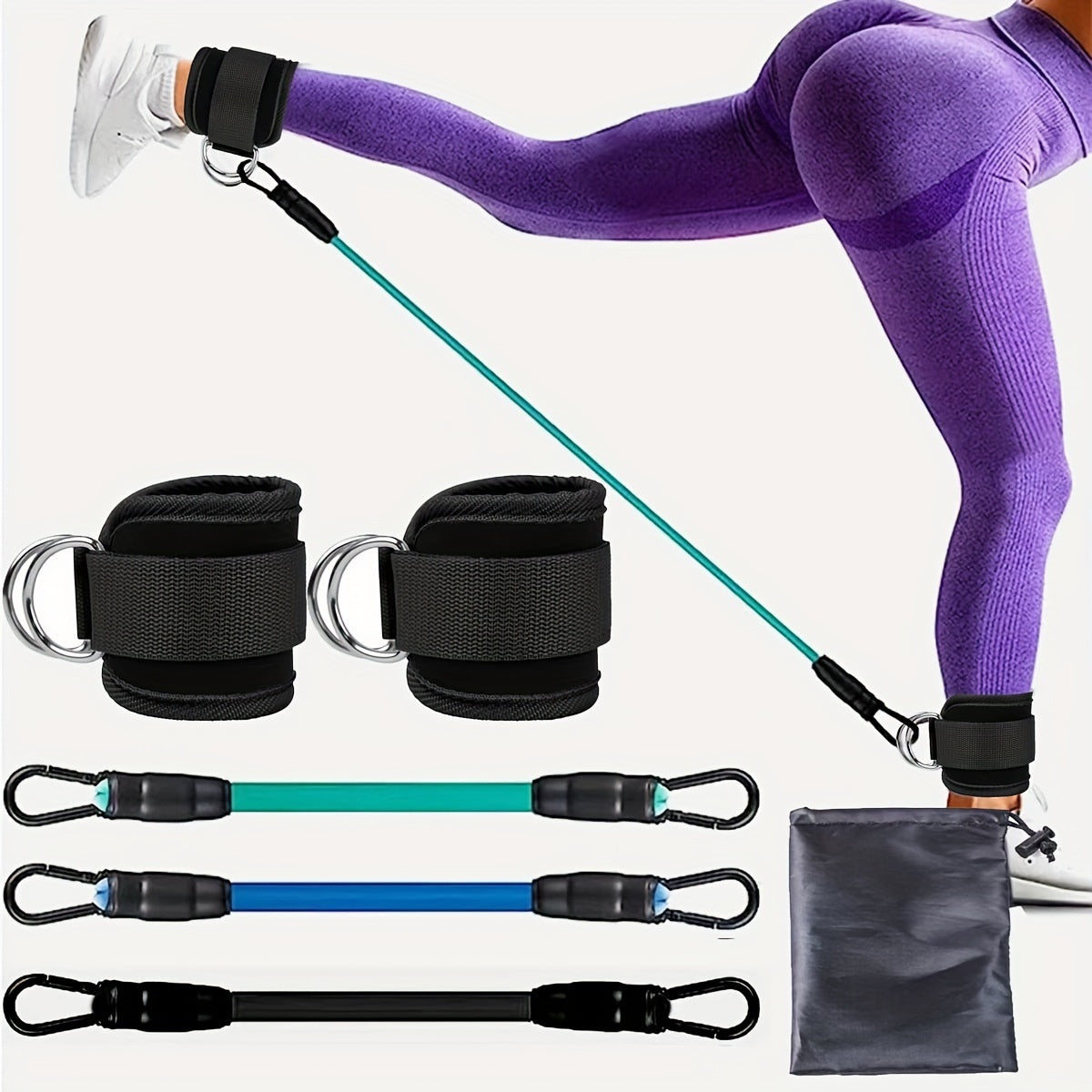 Ankle Resistance Bands – 3-Tube Set for Legs & Glutes